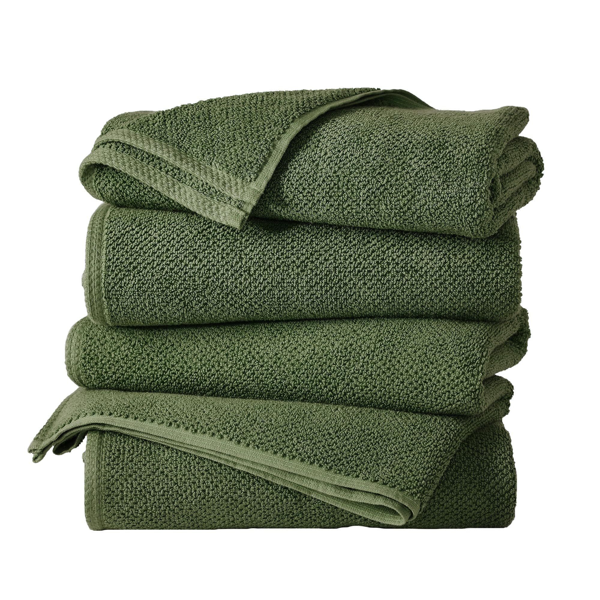 Great Bay Home 100% Cotton 4 Pack 54x27 Bath Towel Set - Absorbent, Quick-Drying, Durable Towels for Bathroom Decor - Low-Twist, Two-Ply Fibers (