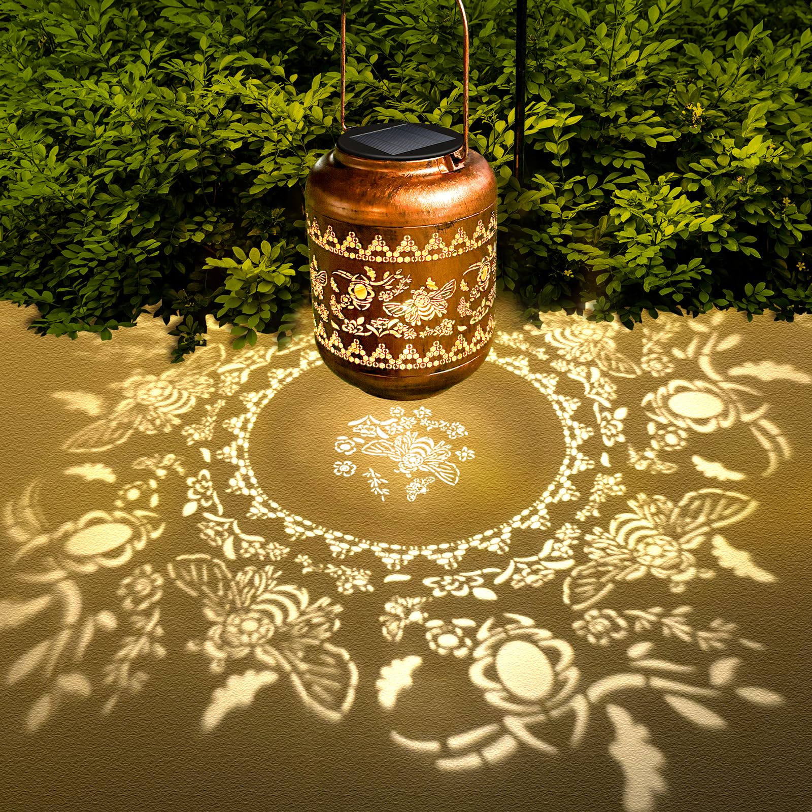 Bienen-Solarlaternen, zum Aufhängen, wasserdicht, Bienen-Gartendekoration, Weihnachtsgeschenke für Frauen, Mutter, Oma, Metall-Solarleuchten, Dekoration für den Außenbereich, für Hof, Terrasse, Weg,