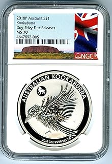 2018 AU Australia Australian Kookaburra YEAR OF THE DOG PRIVY .999 Silver Coin 50000 Minted Rare!! $1 MS70 NGC