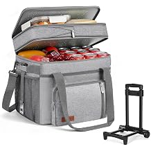 MIYCOO Cooler Bag with Wheels Double Deck - 60 Can Leakproof Insulated Portable Soft Lunch Cooler, Extra Large Expandable Ice Chest Cooler for Beach, Picnic, Camping, ShoppingGray