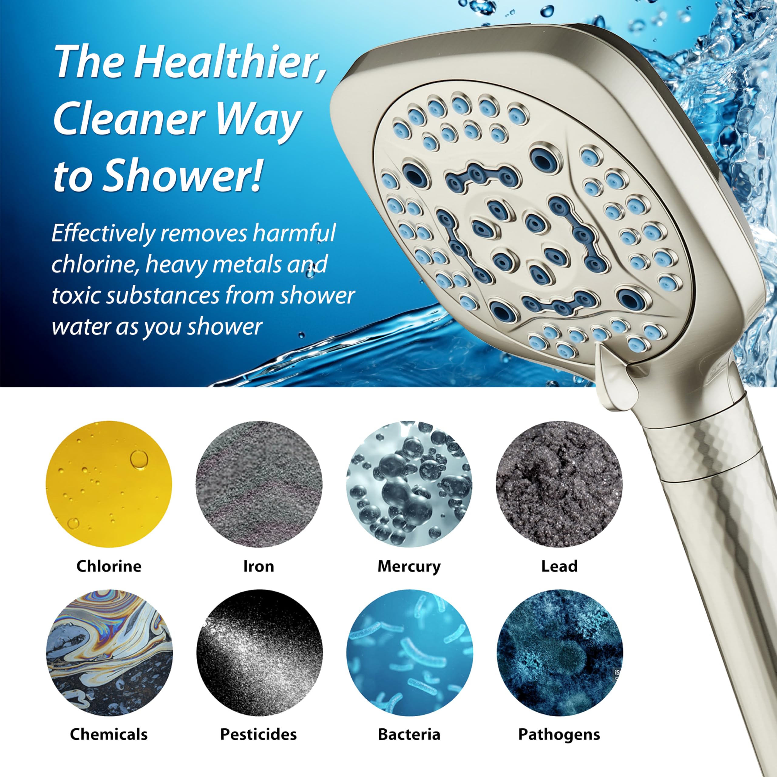 AquaCare 4X High Pressure 10 Spray Mode Filtered Showerhead