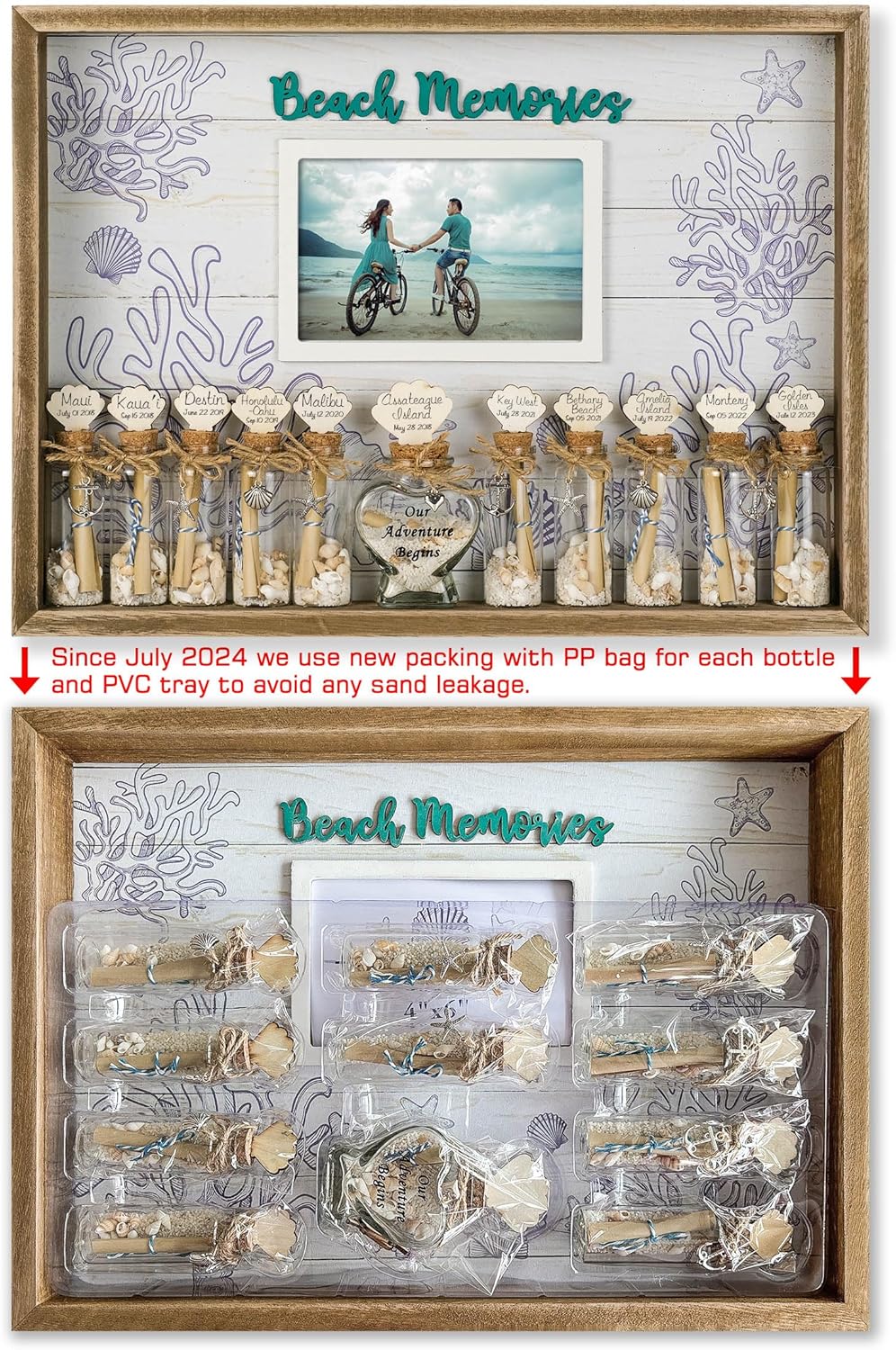 SAILINGSTORY Honeymoon Sand Jar Keepsake Shadow Box Beach Memory Coastal Decor Wedding Gift 12.2" H