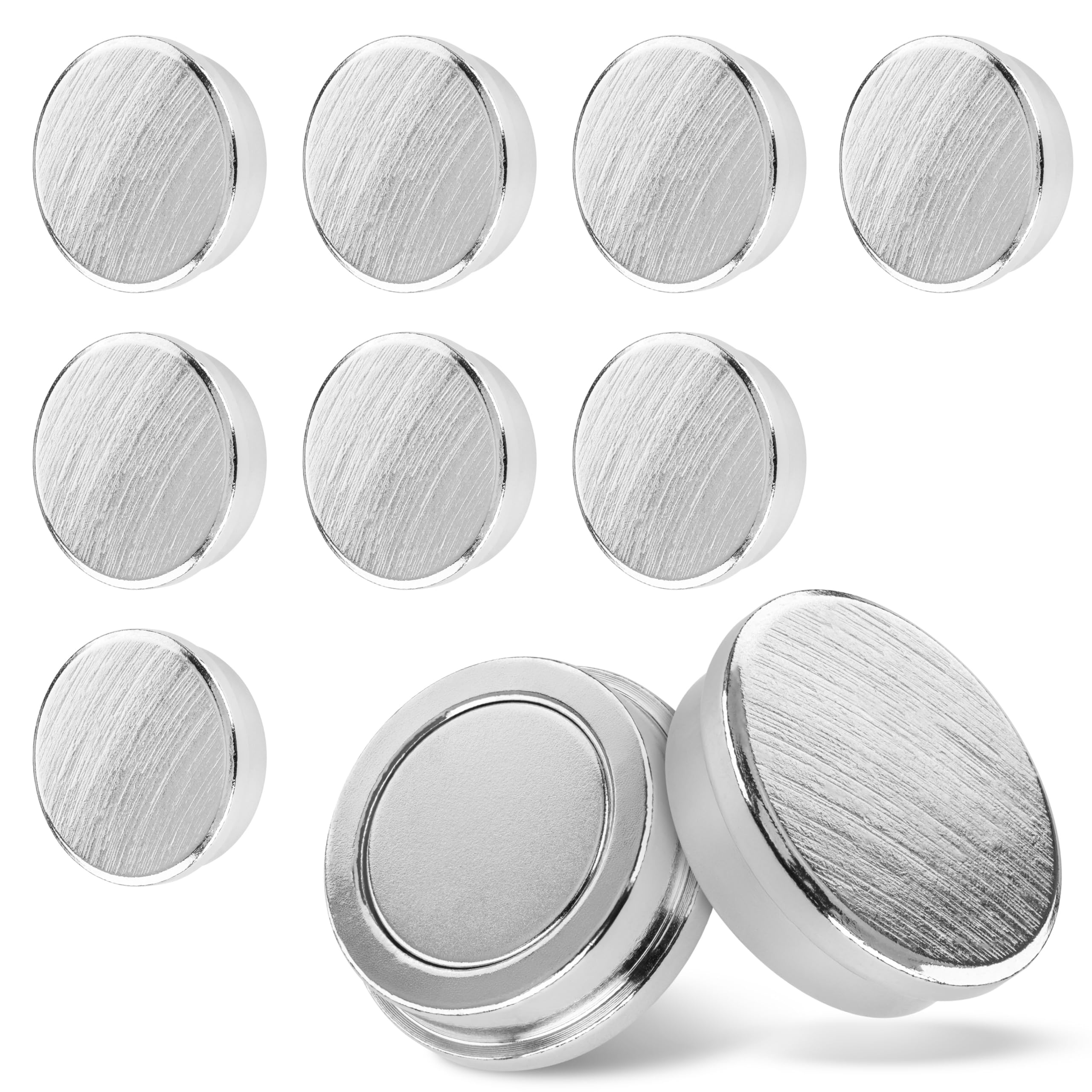Poppstar 10 Disc Magnets, Diameter 30 mm, Height 9 mm, Extra Strong, Adhesive Force up to 22 kg, Silver