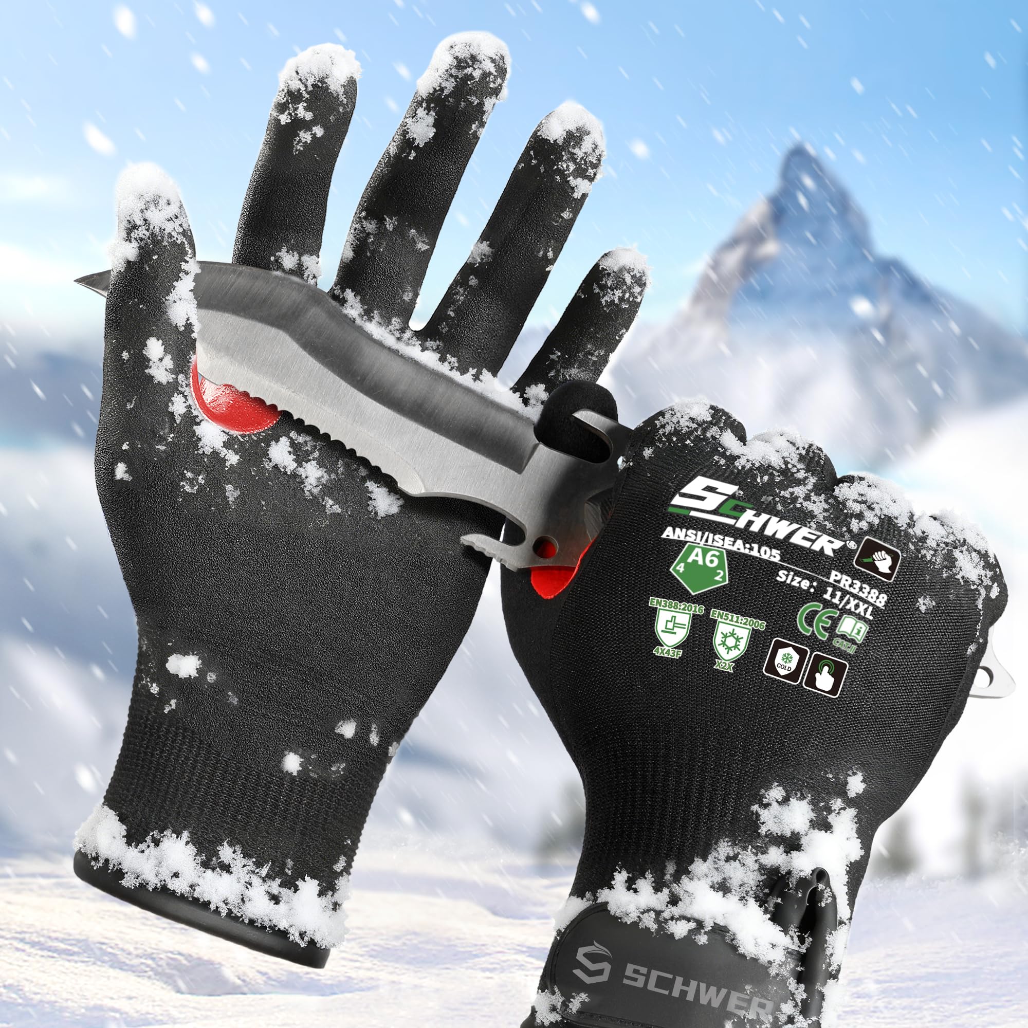 FreezeGuard Winter Work Gloves for Men and Women, ANSI A6 Cut Resistant Gloves With Super Grip, Freezer Glove for Work, Touchscreen, Thermal Insulated