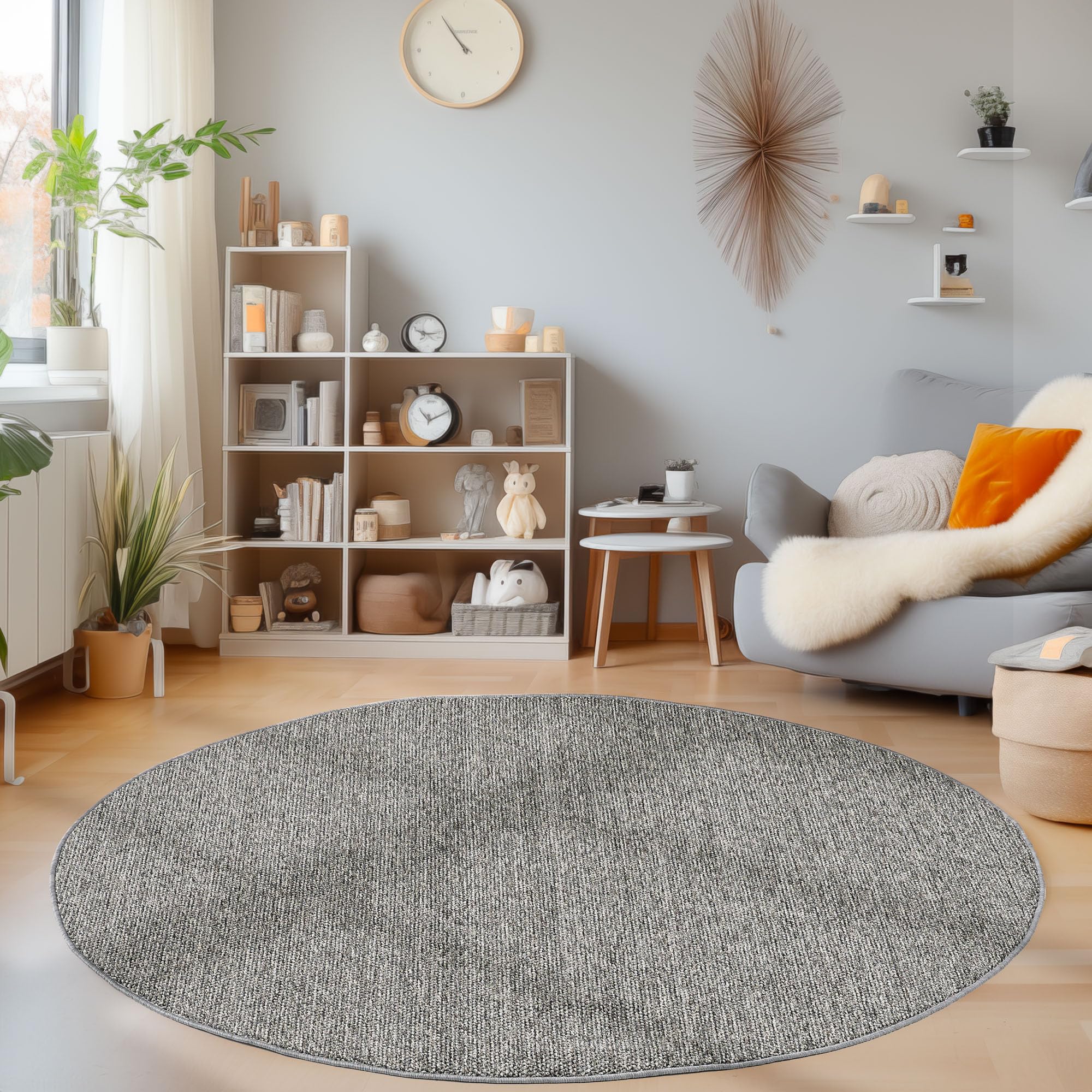 Homebyhome Moderner Wohnzimmer-Teppich Robuster, Einfarbiger Schlingenteppich mit Melierter Struktur Dekorativer Cut-Loop Teppich für EIN Stilvolles Ambiente