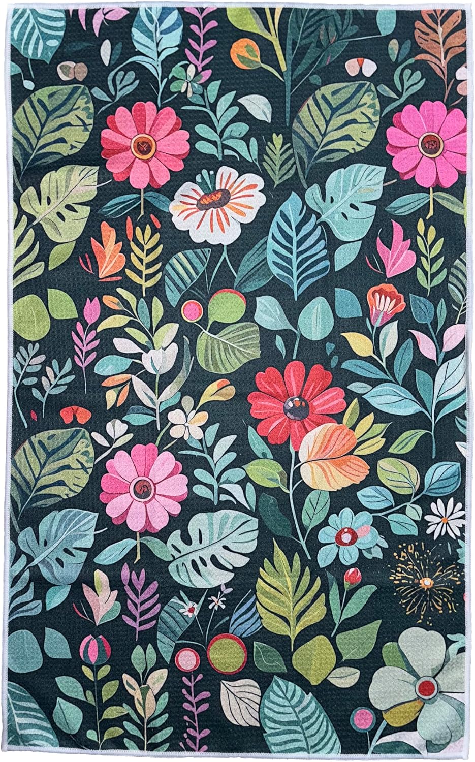 18” x 30” Highly Absorbent Kitchen Towels, Quick Dry Microfiber Tea Towel, Dish Towels for Kitchen Drying, Ultra Soft Premium Hand Towels (Floral 4 Pack)