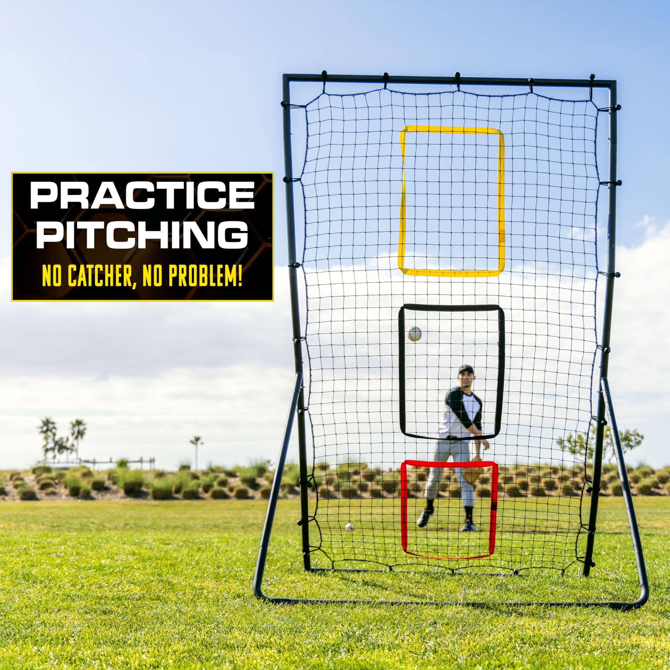 Volleyball Rebounder Net, Soccer Baseball Rebound Pitchback Net Adjustable Target Practice Nets Easy Setup Softball Bounce Back Trainer Equipment Impr