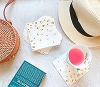 Vista 5 de Paquete de 100 servilletas doradas – 4 diseños surtidos – Servilletas de cóctel de 3 capas plegadas de 5 x 5 pulgadas, servilletas de bar