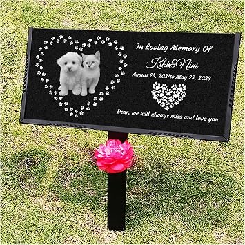 Customized Headstone,Grave Markers,Headstones for Graves for Humans,Pet Grave Markers Personalized,Memorial Plaques for Outdoors,Black Granite Memorial Stone,Headstone PET