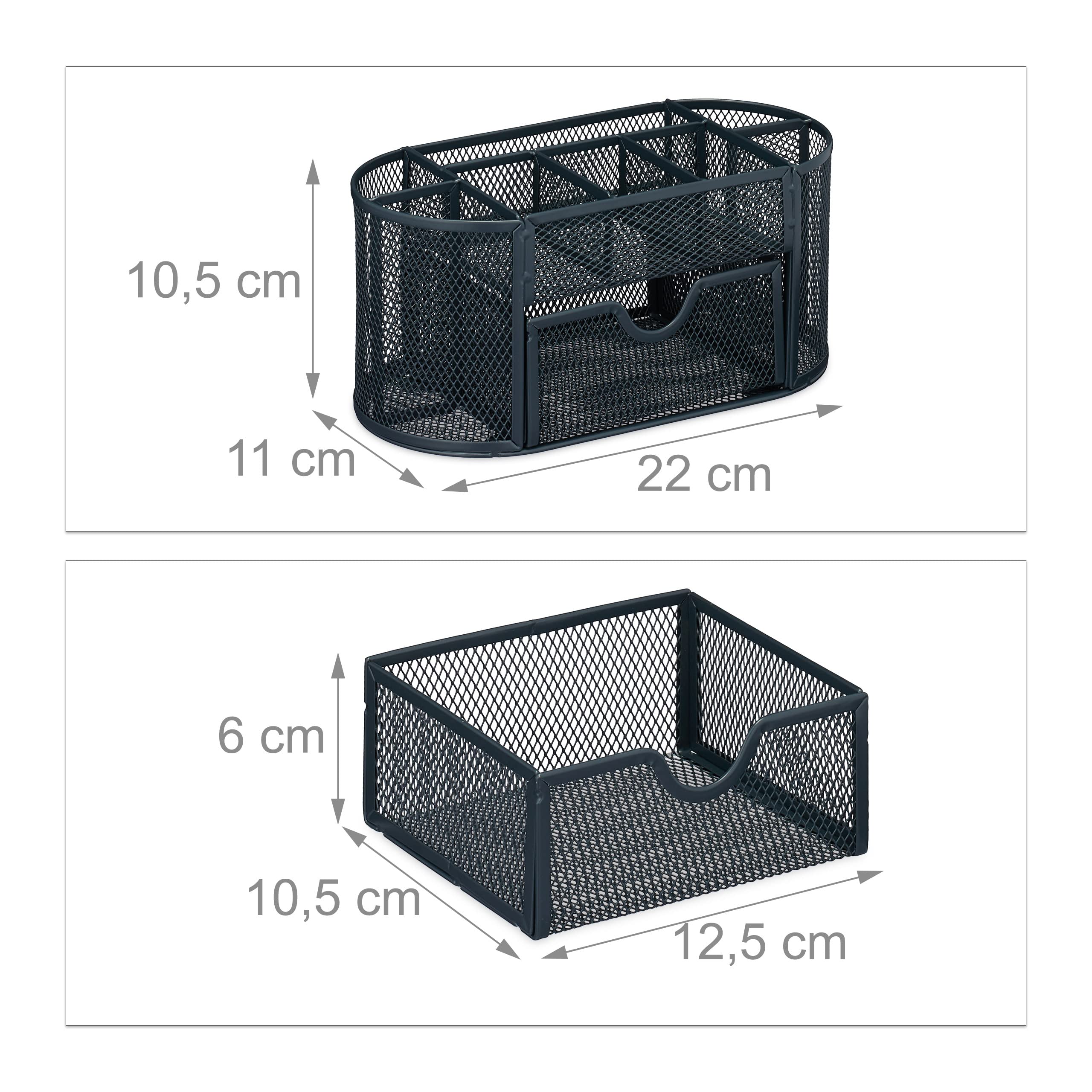 Relaxdays Desk Organiser, Modern Look, Metal Mesh, Total Dimensions: H x W x D approx. 10.5 x 22 x 11 cm, Grey, Steel - Image 4