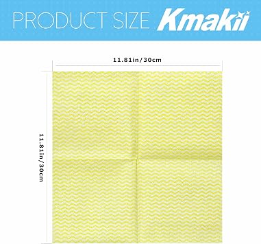 KMAKII Multi-Purpose Cleaning Cloths, Absorbent and Quick-Drying, Streak-Free and Strong, Ideal for Kitchen, Bathroom, and Car Cleaning, 12x12in,Yellow, Pack of 100
