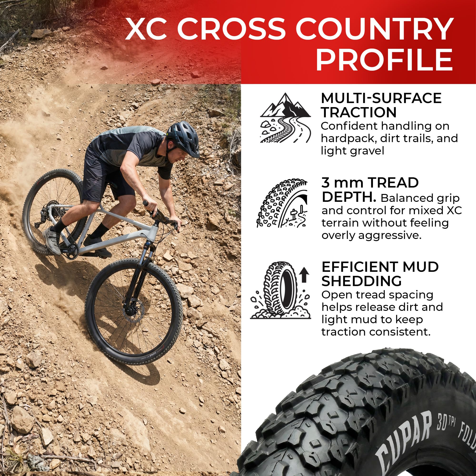 Fincci Paire de Pneus VTT 26 x 2.10 Pouces 57-559 ETRTO Modèle Pliable - Haute Adhérence Tout-Terrain - Kit avec 2 Chambres à Air Valve Schrader/Presta - Idéal Vélo de Montagne, VTC et VAE Electrique