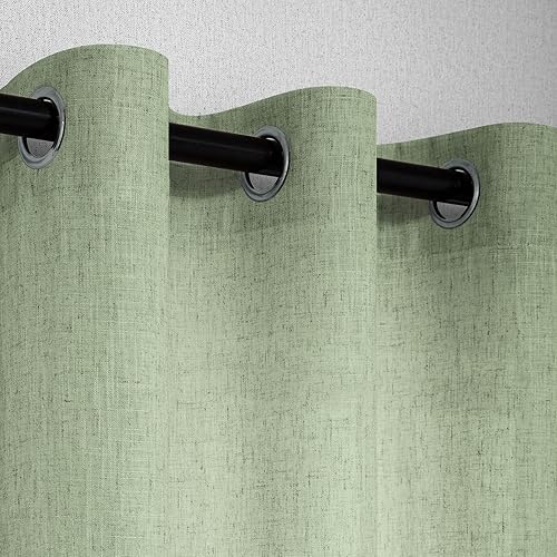 Miniatura 6 de Pitalk Cortinas verdes salvia con ojales de 102 pulgadas de largo para sala de estar o dormitorio, juego de 2 paneles con ojales que filtran la luz,