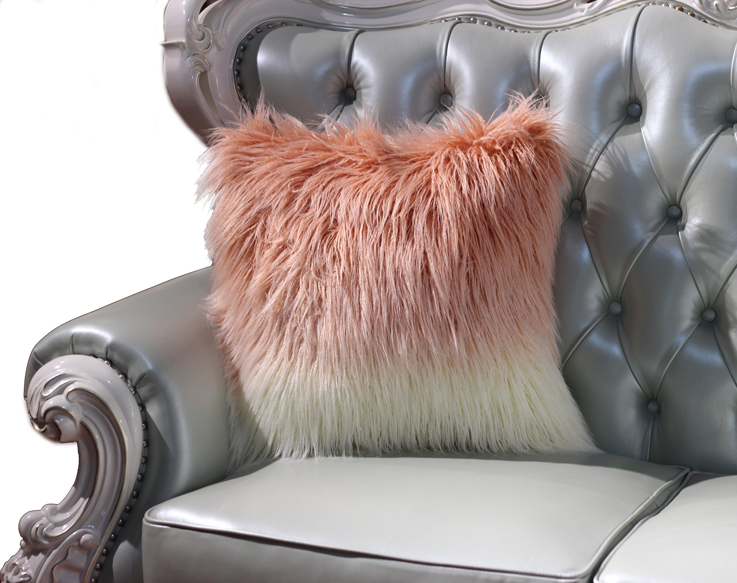 Amazing Rugs Ombre Salmon Pillow Rug Ombre Mongolian Faux Fur Throw Pillow Salmon