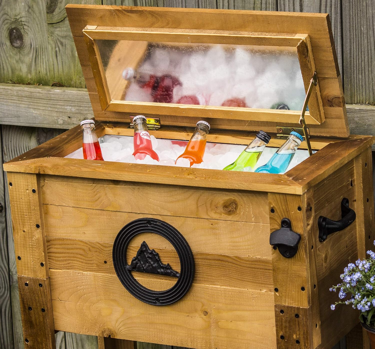 Backyard Expressions Rustic Outdoor Beverage Cooler for Patio - 45 Qt. - Rustic Brown