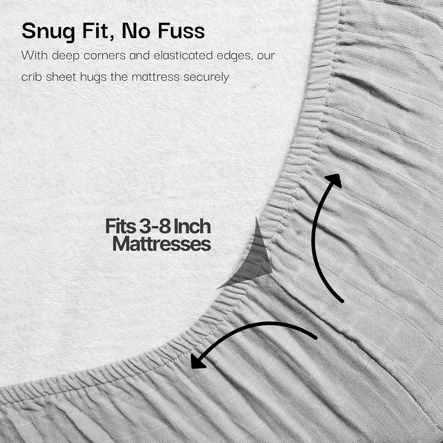 Salt Earth 100% Organic Cotton Muslin Standard Fitted Crib Sheet,52"x28", 2 Pack Soft Breathable Natural Cotton Sheets Baby Mattress Bed Sheets, No Slip Neutral Baby Crib Sheet (Beige & Silver) - Image 5