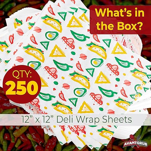 Miniatura 9 de Divertido, Fiesta Style papel de delicatessen de 12 pulgadas, 50 unidades a prueba de grasa, apto para microondas, tejido mexicano ideal para