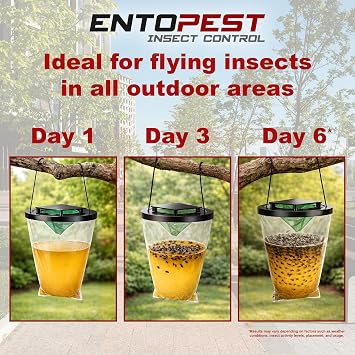 Entopest ProFly Hanging Fly Killer Bag, Outdoor Fly Catcher- Professional Quality High Strength Trap Catches 20,000 Flies - Super attract Non-Toxic Control Gardens, Farms & Paddocks (Pack of 2)
