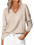 Sweaters for Women Long Sleeve V Neck Shirts Business Casual Work Blouses 2025 Fall Loose Knit Pullover Sweater Tops
