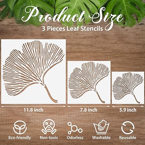 Miniatura 2 de 3 plantillas de hojas grandes para pintar hojas, plantillas de pared para muebles, lienzo, decoración del hogar, manualidades, hojas botánicas,