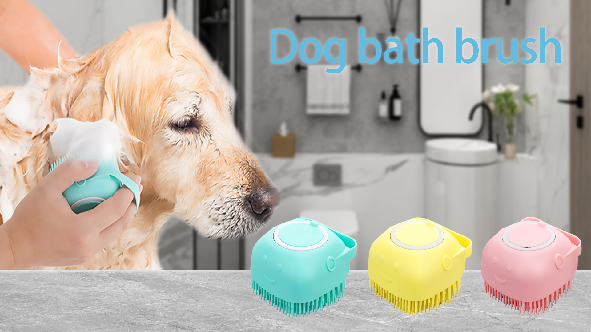 Li&Zhao 2-Pack Dog Bath Brush - Silicone Pet Grooming Scrubber & Massage Comb For Dogs & Cats During Shower - View #3