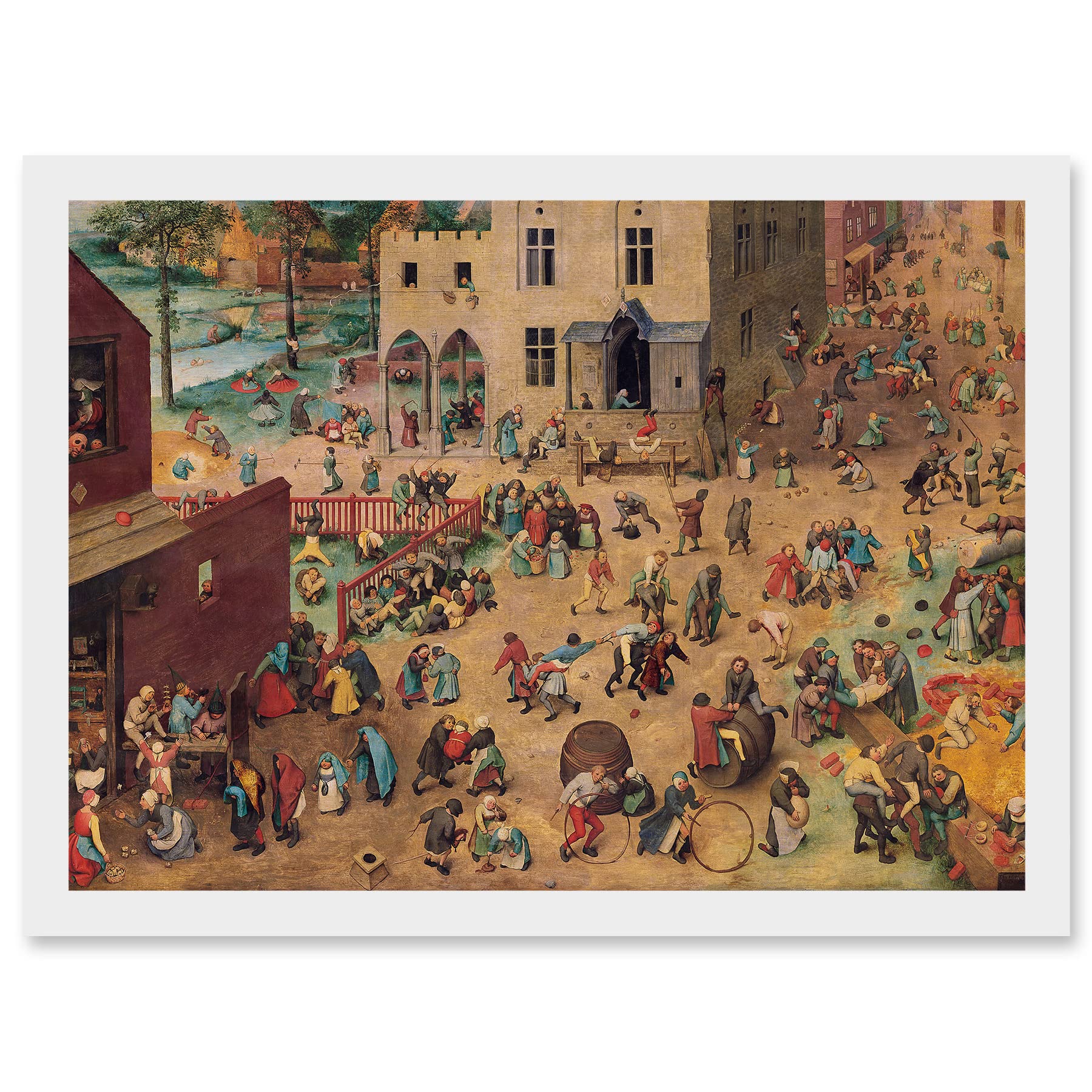 Artery8 Pieter Bruegel Childrens Games Painting Artwork Framed Wall Art Print A4