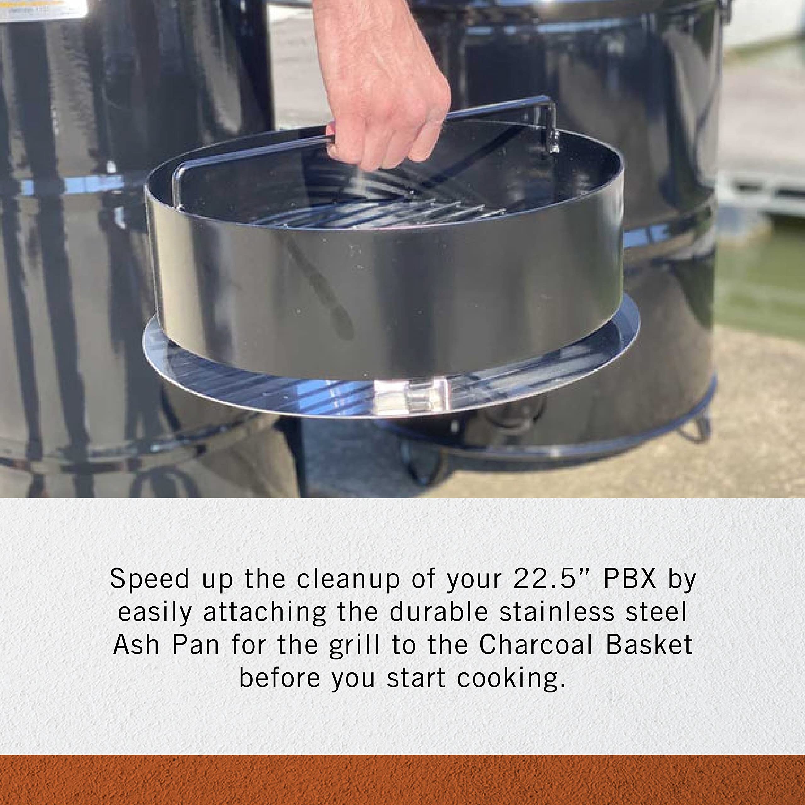 Pit Barrel Cooker (PBX) Stainless Steel Ash Pan | Attachable Barrel Smoker Ash Pan Accessory | Saves Clean Up time | For the 22.5 inch PBX Pit Barrel Cooker BBQ Drum Smoker