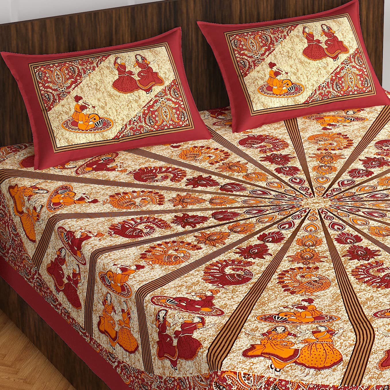 Cotton bedsheet for Double Bed Rajasthani Jaipuri Traditional Floral King Size Double Bedsheet with 2 Pillow Covers -Multicolor12 (B0D2Y7Y7M4) Amazon Price History, Amazon Price Tracker