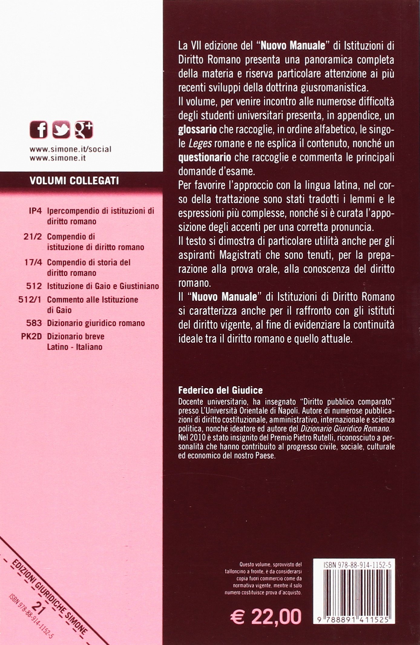 Il nuovo manuale di istituzioni di diritto romano. Con glossario e questionario riepilogativo