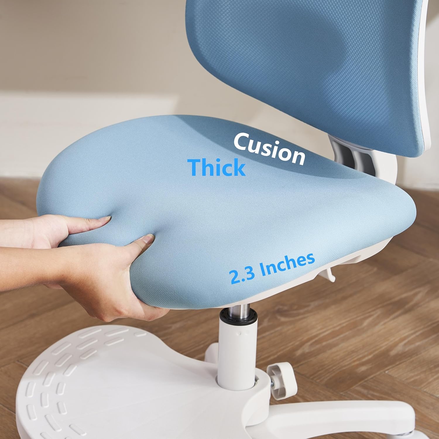 Kids Desk Chair, Ergonomic Study Chair for Kids with Lumbar Support and Footrest, Adjustable Height, Mesh Student Chair with Adjustable backrest, Model Shell (Blue)