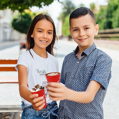 Miniatura 4 de 4E's Novelty Vasos reutilizables de plástico para el día de San Valentín para niños, 8 onzas, paquete de 12, vasos rojos con corazones, suministros