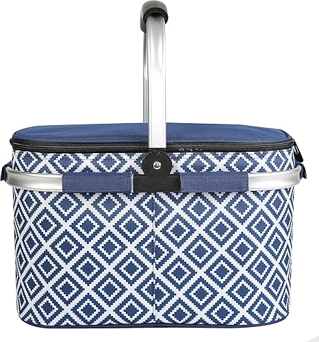 Miniatura 3 de ALLCAMP Cesta de pícnic, hielera aislada, cesta de picnic plegable gruesa con cestas extraíbles y marco cosido, cesta para regalos de inauguración