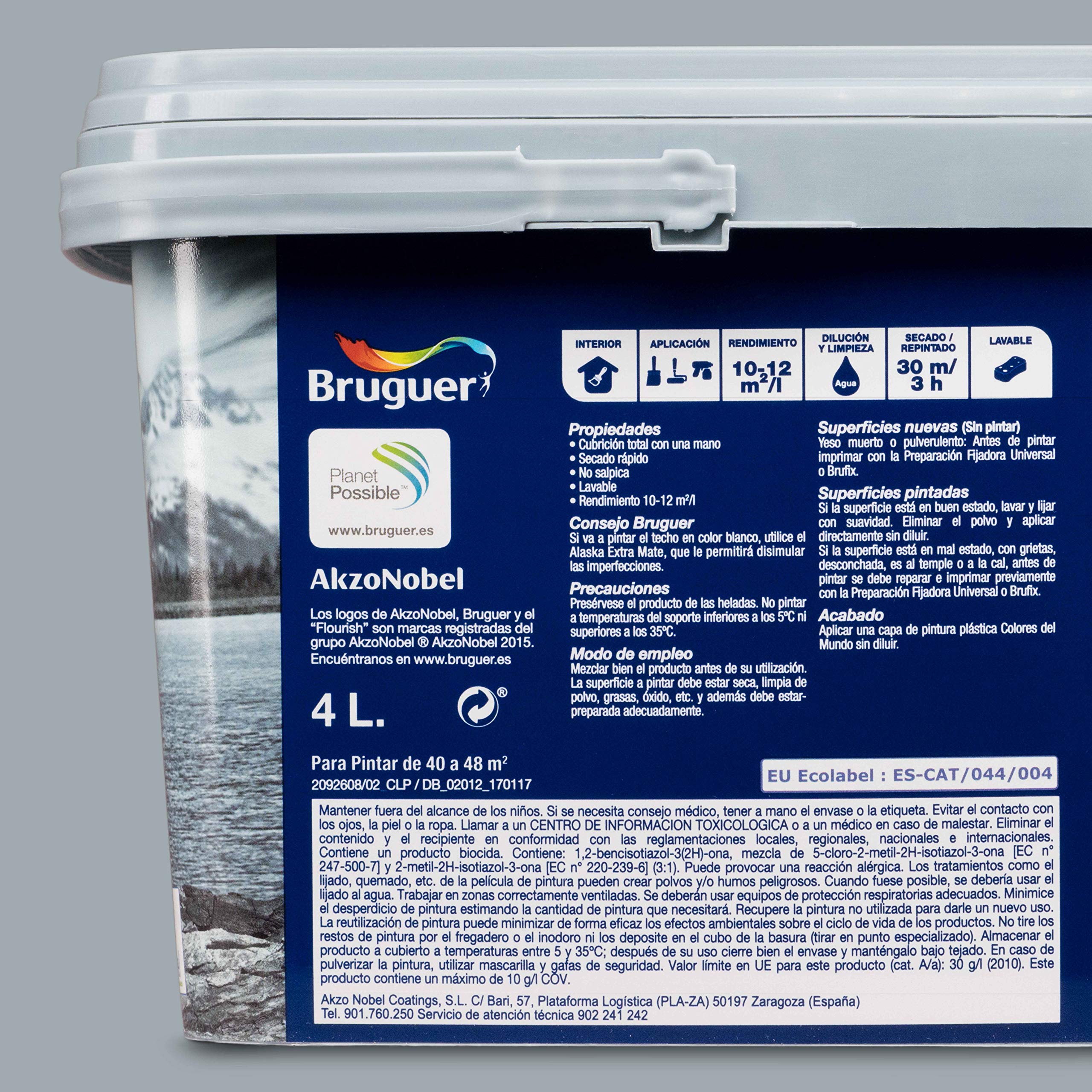 Bruguer Colores del Mundo Pintura para paredes monocapa Escandinavia Gris Suave 4 L