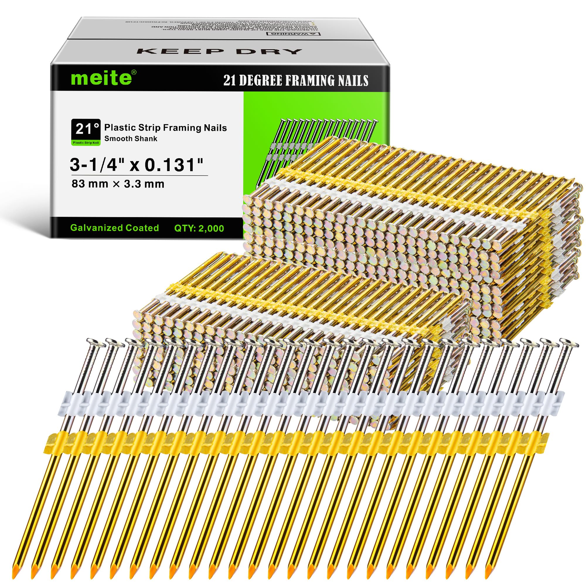 Meite 21 Degree Framing Nails - 2000 PCS -12