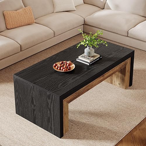 Miniatura 8 de Tribesigns Mesa auxiliar de 47 pulgadas para sala de estar, mesa de centro moderna de mediados de siglo con base resistente, centro de acento