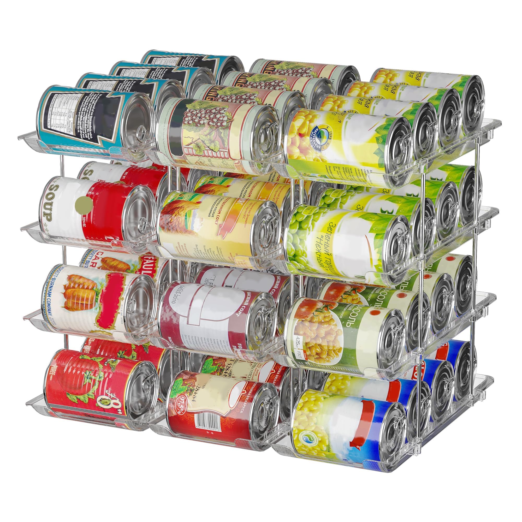 STORICANS Can Storage Organiser for Pantry,Adjustable Height and Width Canned Goods Organiser, Soup Can Organiser Holds Up to 48 Cans Food Dispenser Holder for Fridge,Kitchen Cabinet,3 Tier(3 * 4)