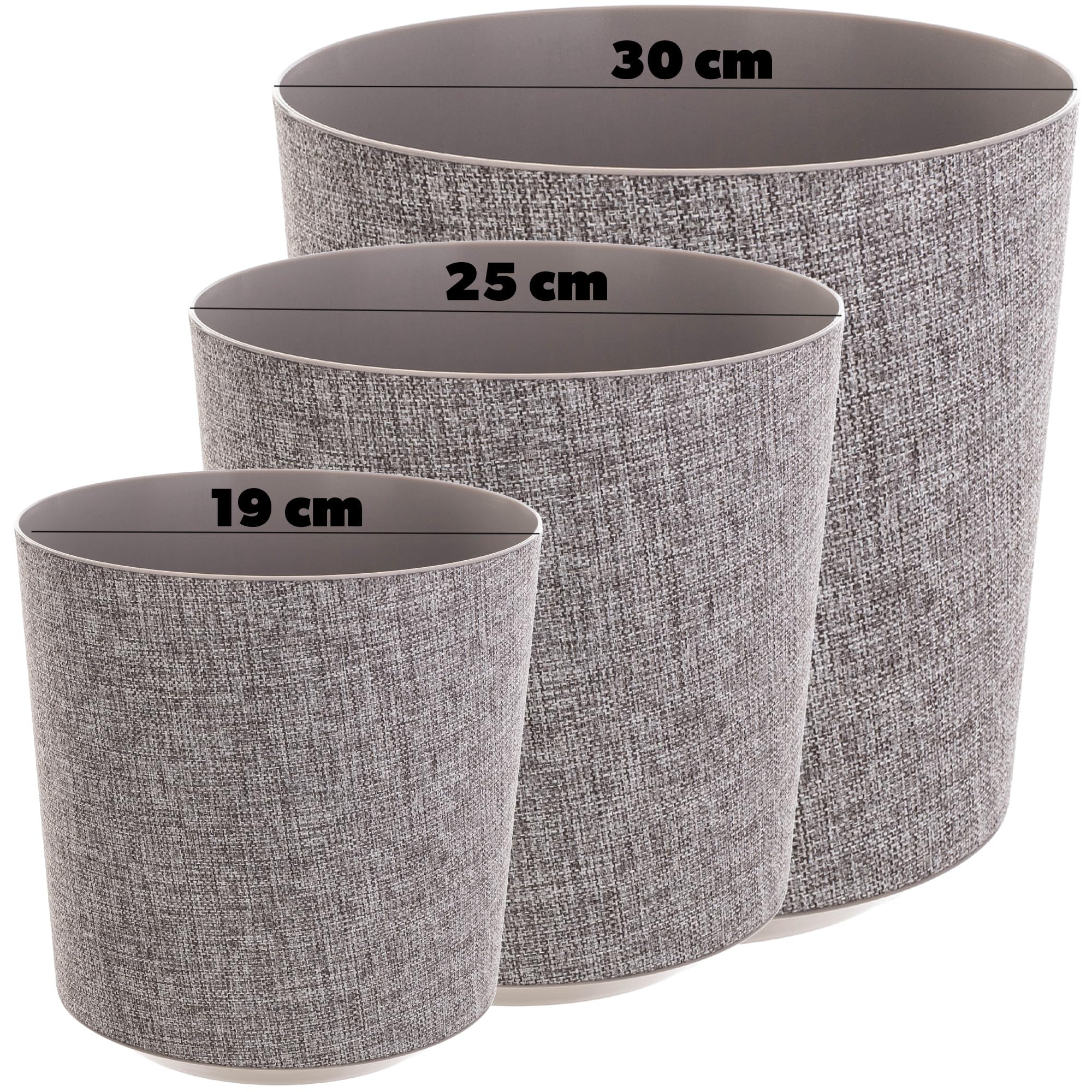 KADAX Dekorativer Übertopf, Runder Pflanztopf, Blumentopf aus Kunststoff, Pflanzentopf für Anbau von Pflanzen, Kräutertopf für Innen und Außenbereich (Braune Melange, 30cm)