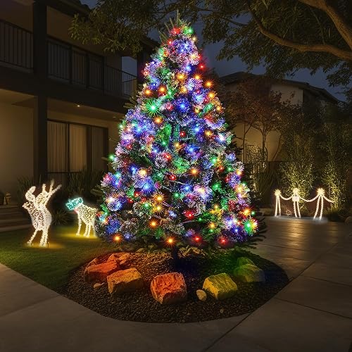 Miniatura 6 de BlcTec Luces largas de Navidad para interiores y exteriores, 500 luces LED de 174 pies con certificación UL para árbol de Navidad con 8 modos de