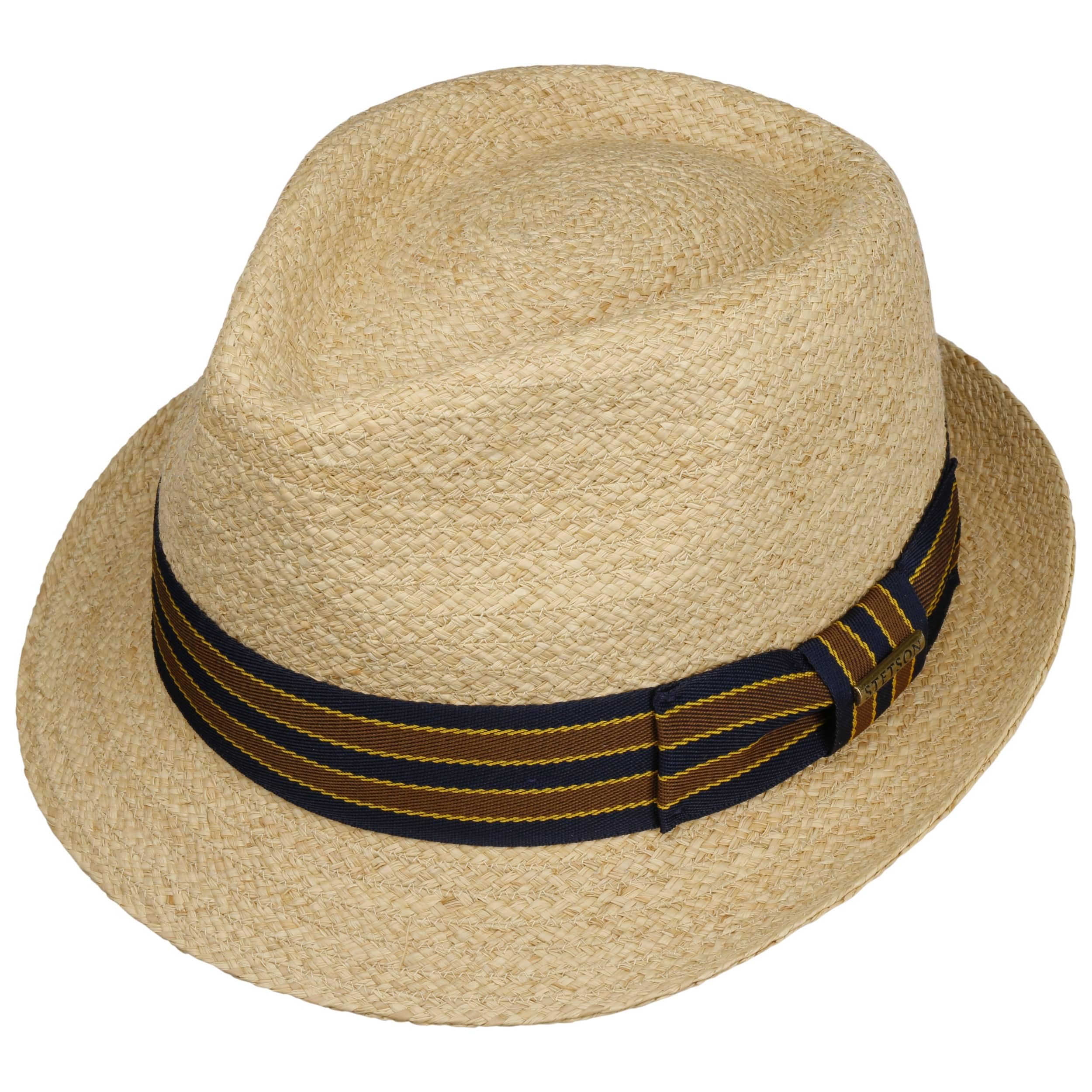 Stetson Yescott Trilby Strohhut Naturfarbener Unifarbener Hut mit UV-Schutz 40 Frühjahr Sommer Damen und Herren