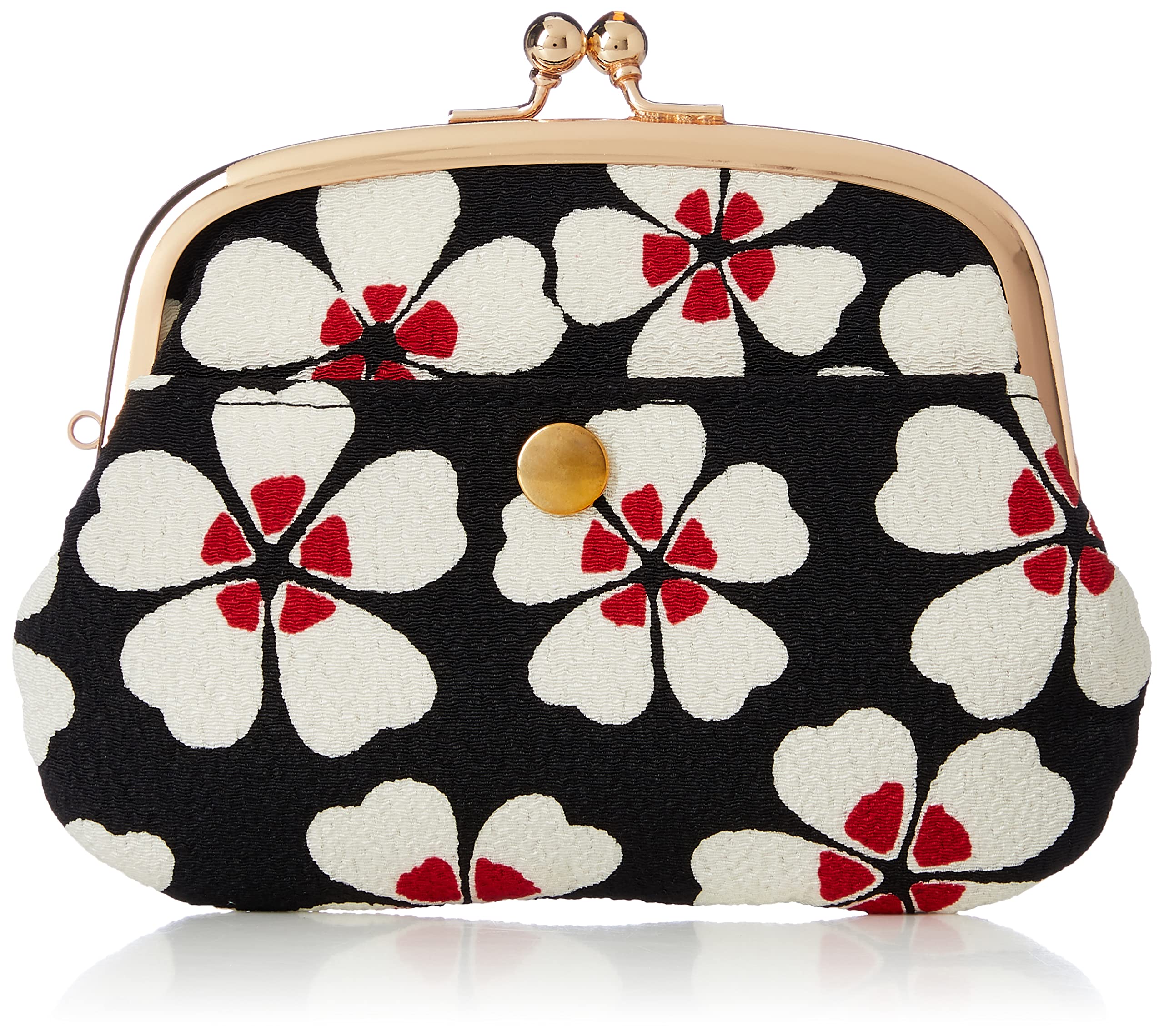 Japanese Komono Parent-Child Coin Purse Camellia Cream White Kiss-Lock Wallet