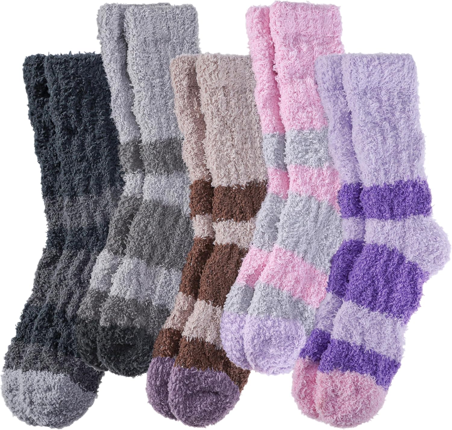 DYW Fuzzy Socks for Women Fluffy Winter Warm Slipper Soft Cozy Home Sleeping Socks 5 Pairs