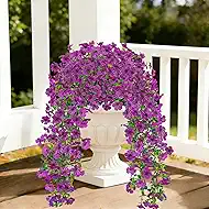 UV Resistant Artificial Hanging Flowers Outdoor Decor - 2 Pack Fake Hanging Plants with Silk Daisies for Spring Summer, No Fade Faux Flowers for Planter, Front Door, Porch, Patio, Garden, Yard