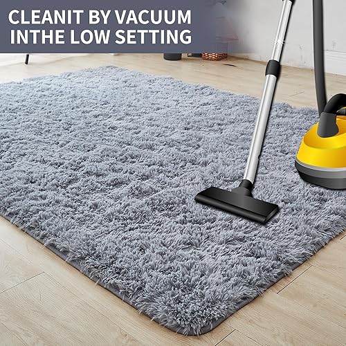 Miniatura 6 de Alfombra peluda para interiores, moderna, de felpa, esponjosa, antideslizante, súper suave y mullida, lavable para dormitorio, sala de estar,