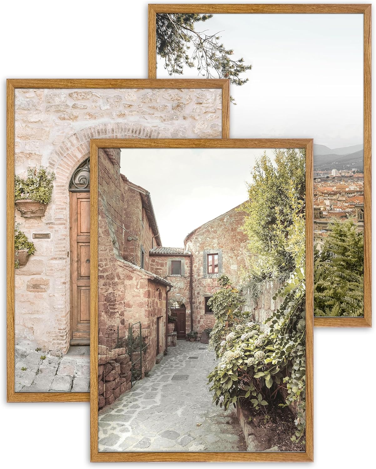 UPWOIGH Large Framed Canvas Wall Art, Set of 3 Italy Florence Travel Decor, 16x24in minimalist Natural Cotton Posters with Architecture, Tuscany Countryside, Farmhouse Aesthetic for Living Room,Office Brown Architecture 24"L x 16"W
