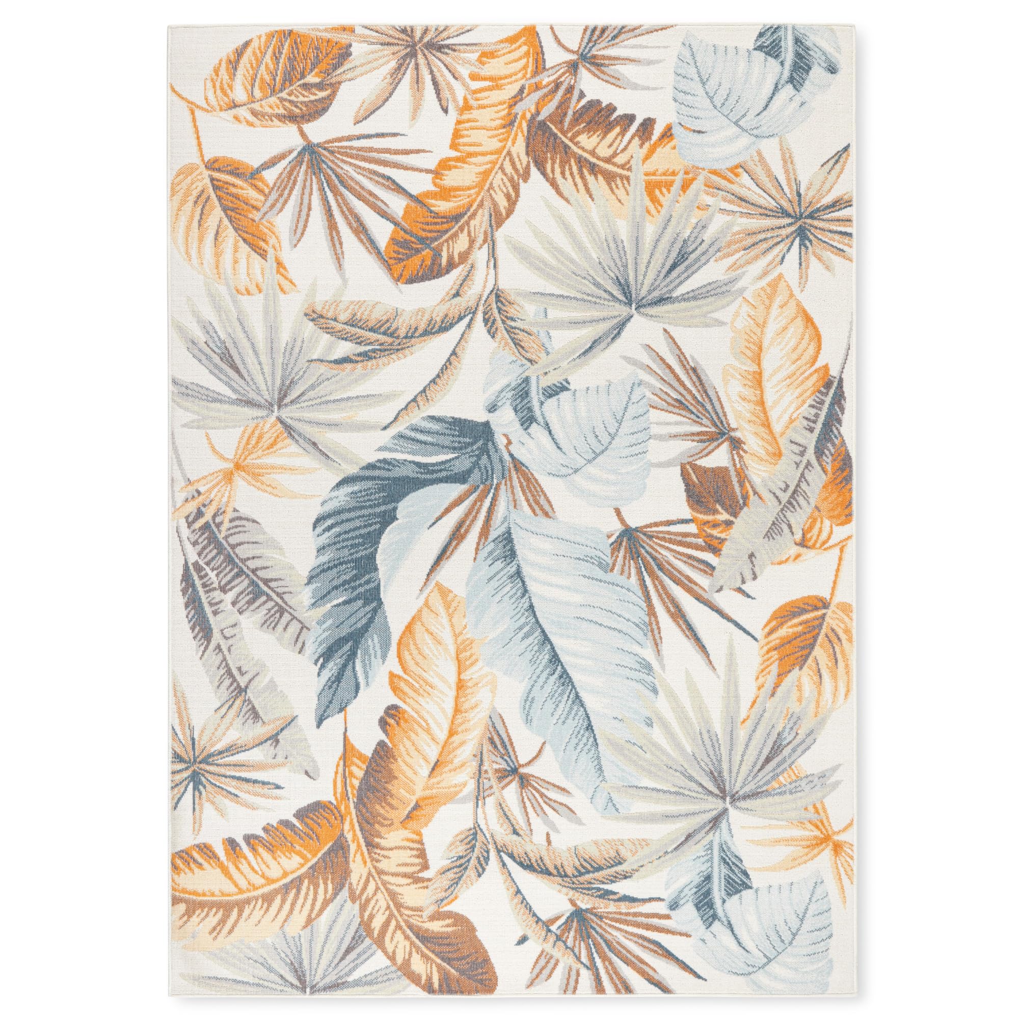 Tommy Bahama Abaco Tropical Foliage Indoor Outdoor Area Rug, Leaf Coastal Design, UV Fade Resistant, Ivory, 3'11