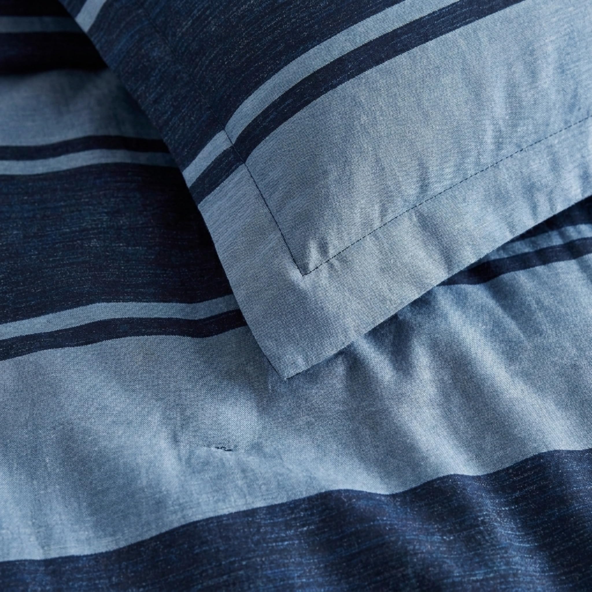 Nautica Juego de Ropa de Cama de 3 Piezas, 100% algodón, Acogedor, Suave, Duradero y Transpirable, a Rayas, Color Azul, matrimonial/Queen