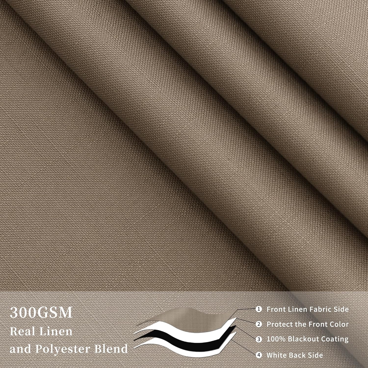 Dark Brown 100% Blackout Linen Curtains 96 Inches Long 2 Panel Sets For Bedroom Living Room Nursery Back Tab Elegant Neutral Soundproof Curtain Farmhouse Thermal Room Darkening Brown Drapes Mocha
