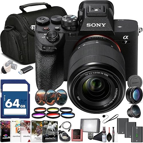 Sony α7 IV Mirrorless Camera Kit (ILCE-7M4K/B) with 28–70mm OSS Lens | 33 MP Full-Frame Sensor | 4K/60p Video | 64GB Memory Card, Filter Kit, Wide Angle Lens, Telephoto Lens and More