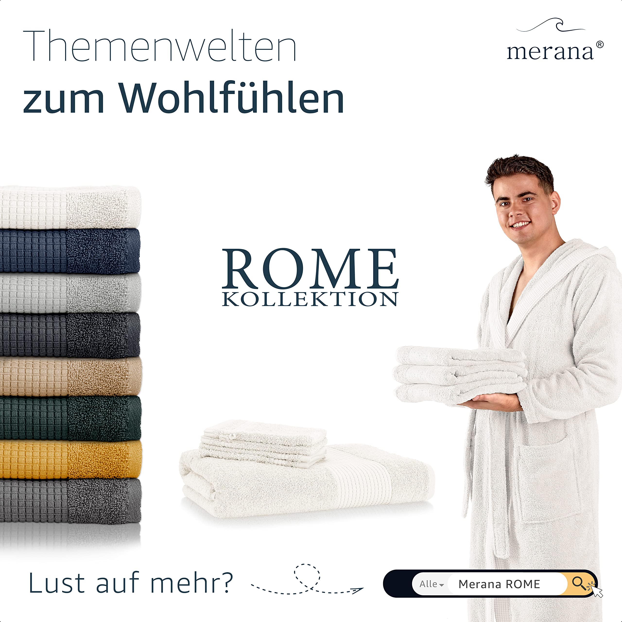 Merana Rome Bademantel Unisex | kuschelweicher und saugstarker Bademantel für Herren und Damen mit großer Kapuze | Frottier Luxus Qualität | 100% Baumwolle | Oeko-TEX | Premium Hotelqualität 450 GSM