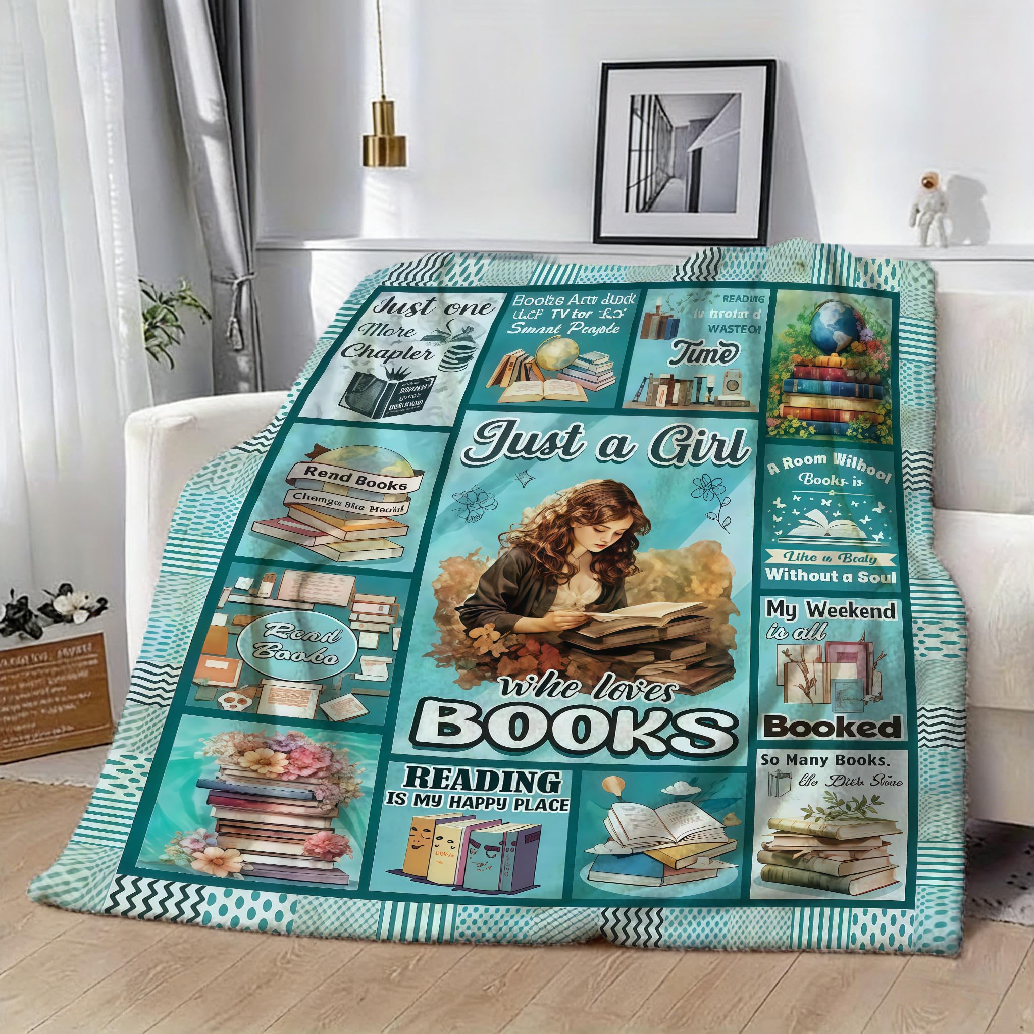 Vexthorion Book Lover Gifts,Reading Blanket 150x100Cm,Literary Lover Flannel Throw Blanket Gift Ideas,Bedroom Sofa Library Throw Book Gifts Best Bookworm Present On Birthday Student School (Blue)